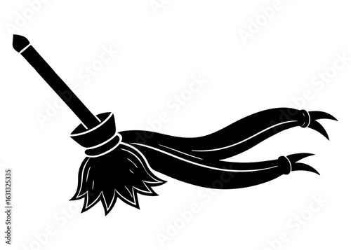 Broomstick Silhouette with Ribbon