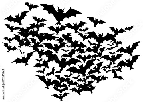  Flying Bat Swarm Silhouette