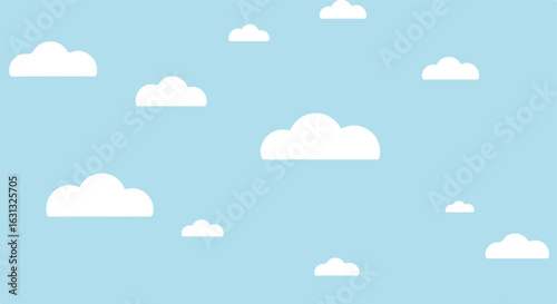Many white clouds against a blue sky. Background for designs, web, prints