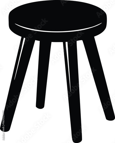 wooden stool silhouette vector icon