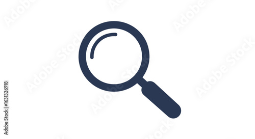 Magnifying glass icon on a white backdrop, for general use or presentation
