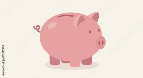 Pink piggy bank on blank background for saving money, financial concept