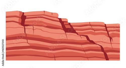 Desert canyon Red cliffs face the sky, used for illustration