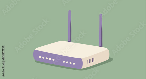 Wireless Router Connecting Devices, Sharing Data; Simple, Solid Background