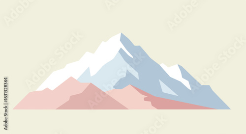 Snowy Mountain Peak Scenery Against a Plain Backdrop for website use