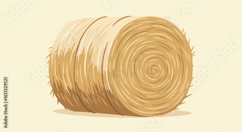Hay bale illustration on light background. Use Agriculture, Farming concept