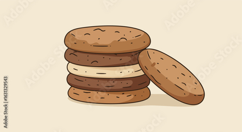 Stacked cookies in a plain background for ads, menus, blogs, or recipe ideas