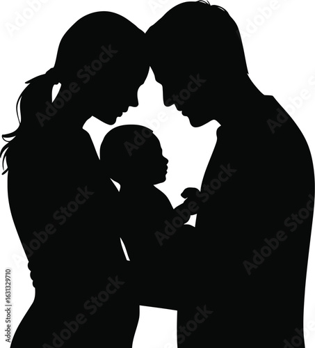 Family love silhouette parents baby