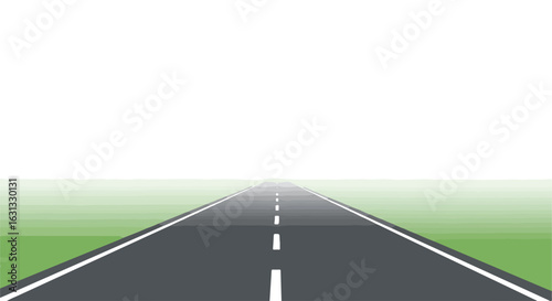 Long road with meadow background for destination banner, travel article use