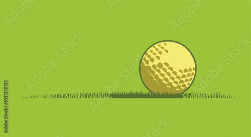 Sport A golf ball on a green field, can be used as a background for promotions.