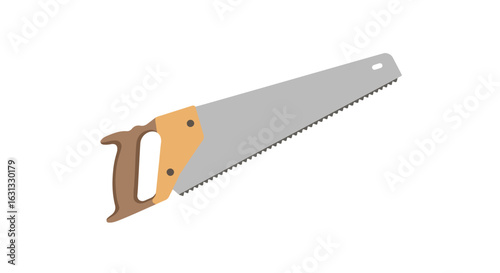 Hand saw for woodworking, isolated on white, tool