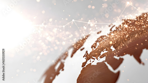 Fototapeta Naklejka Na Ścianę i Meble -  a captivating close-up of the globe, suggesting global connectivity and expansive digital connections. the image showcases intricate networks and glistening lights.