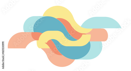 Playful arrangement of abstract, overlapping curvilinear shapes design