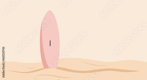 Stand up paddle board stands in the sand on a background of waves on the beach