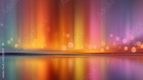 Colorful water reflections create a serene atmosphere at twilight with vibrant hues and soft lighting