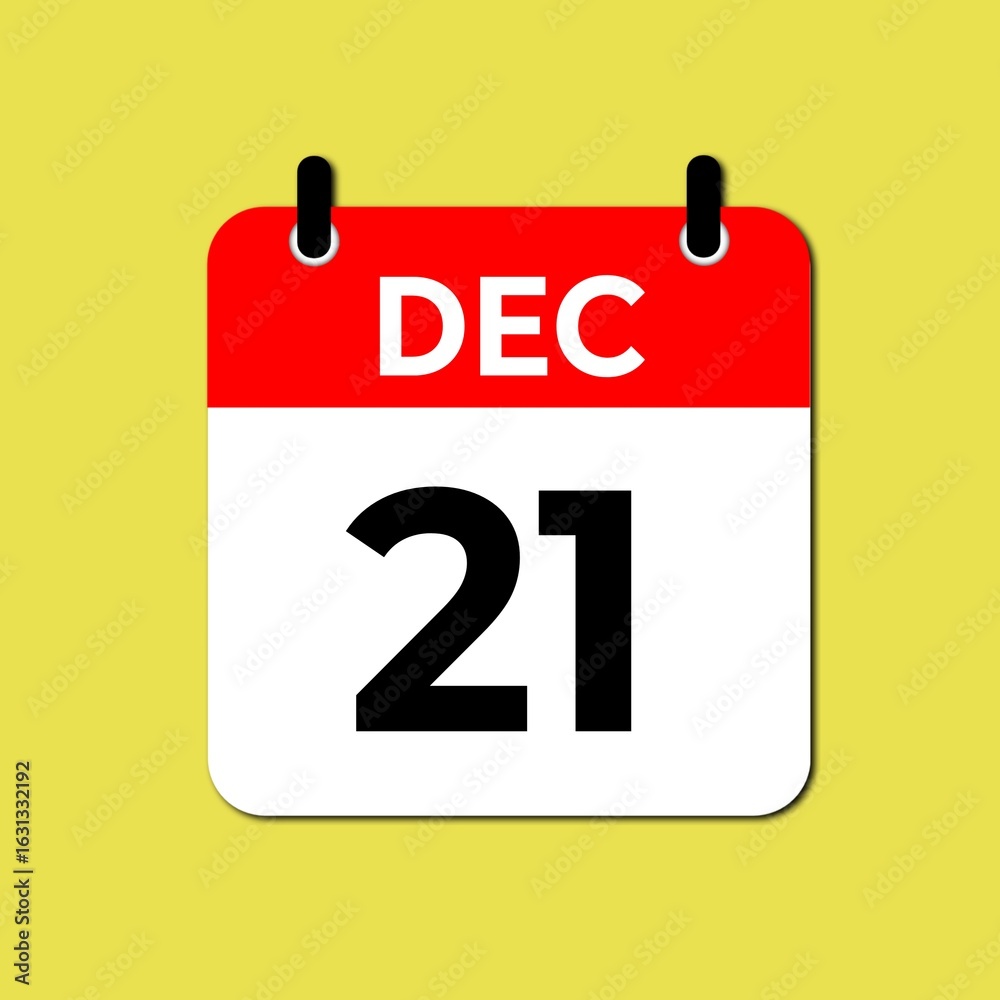 Fototapeta premium December 21 Day Calendar Vector illustration 