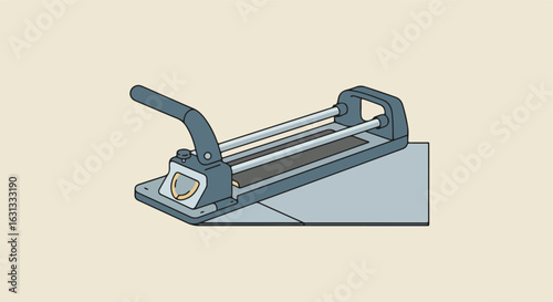 Guillotine paper cutter cutting document on surface for DIY art projects
