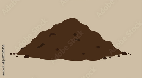 Soil heap on land, simple backdrop, used for gardening or landscaping purposes