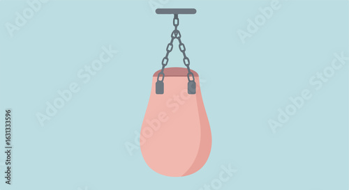 Hanging Punching bag isolated on plain backdrop for combat sports, fitness