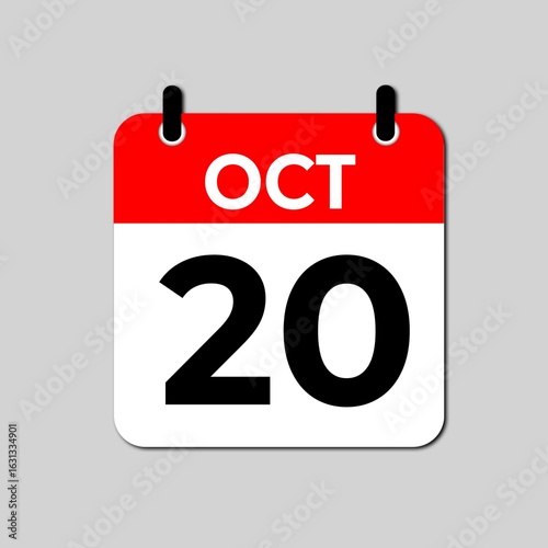 October 20 day Calendar Vector illustration 