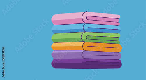 Stacked towels in a laundromat concept, or a hotel room on a solid background