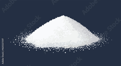 Pile of white powder over dark background, in studio. Use cooking ingredient