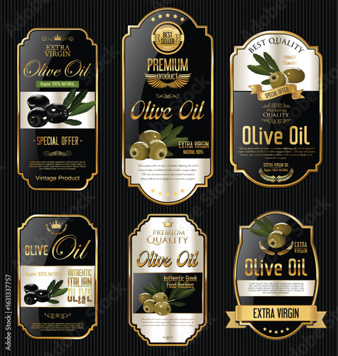 Olive oil retro vintage background collection