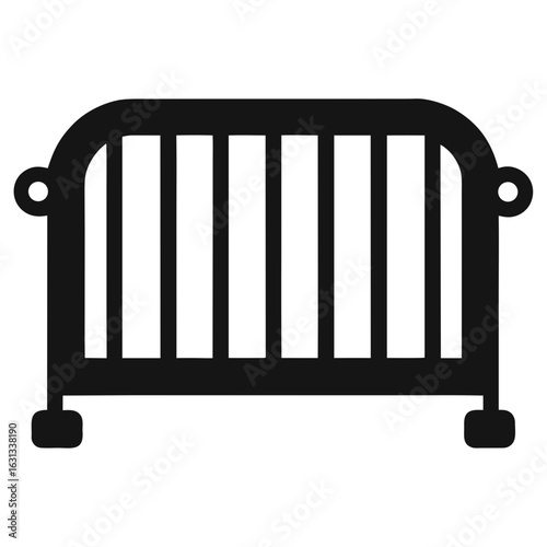 Black silhouette of a metal crowd control barrier