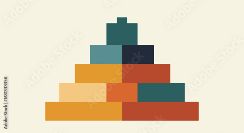 Pyramid of Blocks Isolated in Studio, Hierarchy/Growth Concept