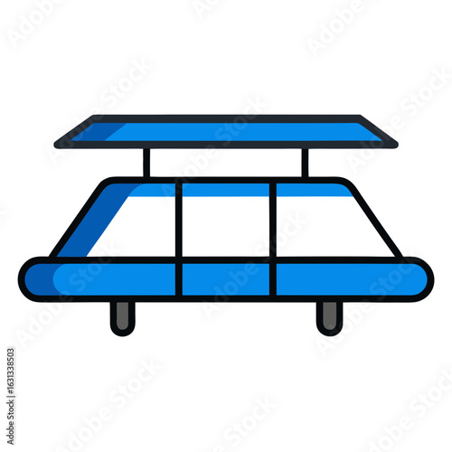 Modern blue monorail train with elevated track