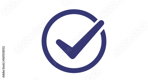 Isolated validated item; check mark inside circle icon for voting/success