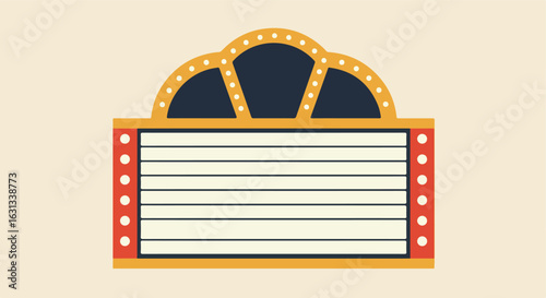 Blank retro marquee, theater signboard in background, advertising graphic design