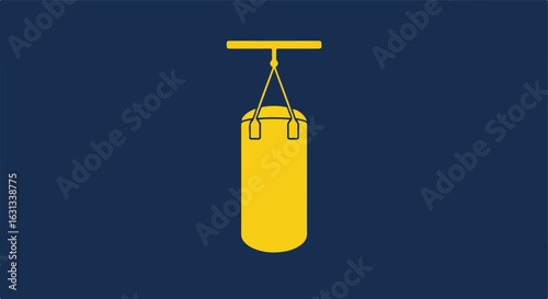 Punching bag hanging in an isolated gym, for exercise & fitness concepts