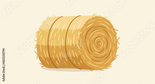 Single hay bale resting in a beige field, used for agriculture designs