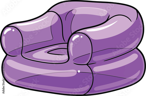 Retro purple inflatable chair, an iconic Y2K furniture design illustration.