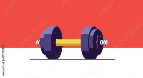 Isolated dumbbell resting on the floor; a minimalist fitness concept background