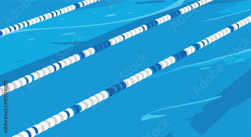 Lanes in swimming pool, empty with a textured water background for sports usage
