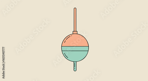 Simple fishing float illustration on a neutral background for sport graphics