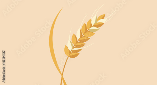 Wheat stalk artfully isolated against a plain backdrop for food industry use