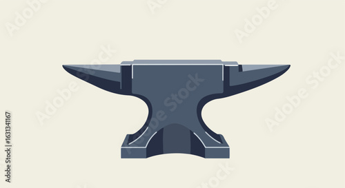 Steel anvil resting on a plain background for metalwork or forging illustration