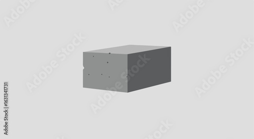 Concrete block on gray background. Construction, texture and material