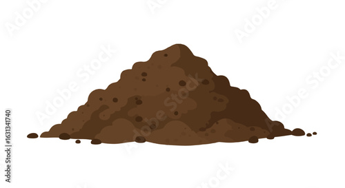 Pile of dirt on plain background, used for gardening, farming, or construction