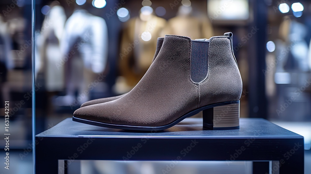 Stylish brown boots on display Stylish brown boots on display