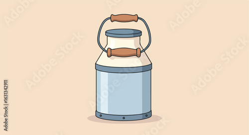 Still life drawing of a Milk Can alone on a beige background for illustrations