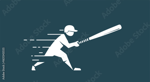 Animated baseball player hitting in a solid background. Can be used in sports designs