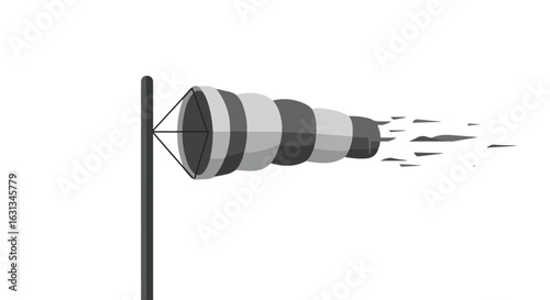 Windsock showing wind blowing direction, speed in the open space, simple design