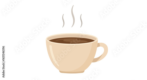 Steaming coffee in a mug on a plain backdrop. Use for blogs and menus