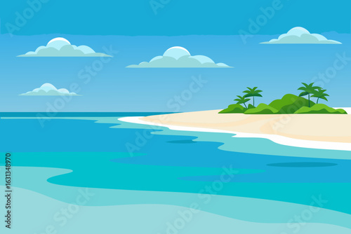 tropical beach with blue sky