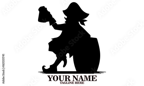 illustration pirate with knife and barrel on white background. pirate with knife and barrel vector illustration, pirate logo design. Talk like a pirate day