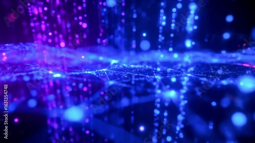 Wallpaper Mural Abstract digital landscape with vibrant blue and purple light trails representing data flow and connectivity Torontodigital.ca